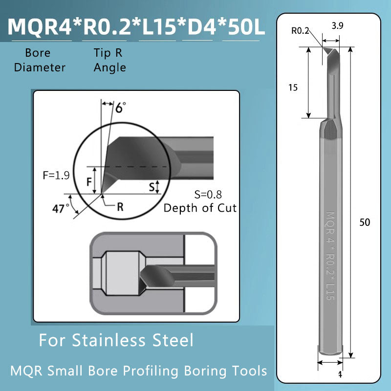 Small Hole Boring Tool Tungsten Steel Alloy MQR CNC Shockproof Inner Hole Boring Bar Micro Small Hole Turning Tool Shandong Denso Pricision Tools Co.,Ltd.